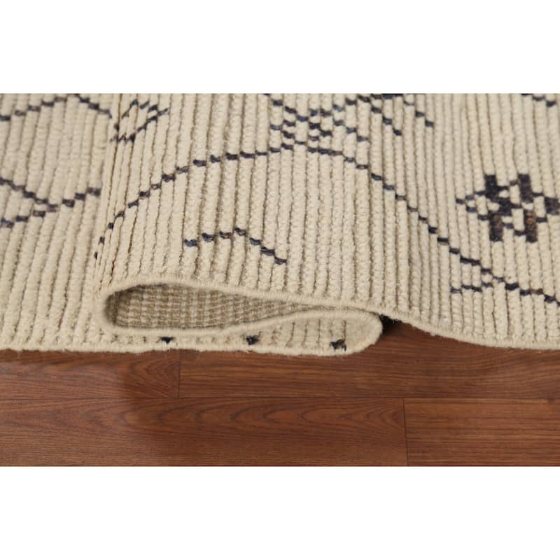 Trellis Geometric Moroccan Oriental Area Rug Hand-Knotted Wool Carpet - 3'10"x 6'8"
