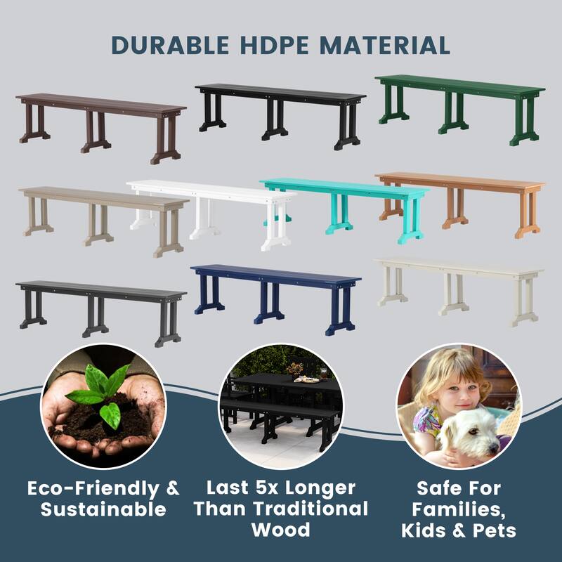 Laguna Hdpe All Weather Outdoor Patio 65" Bench