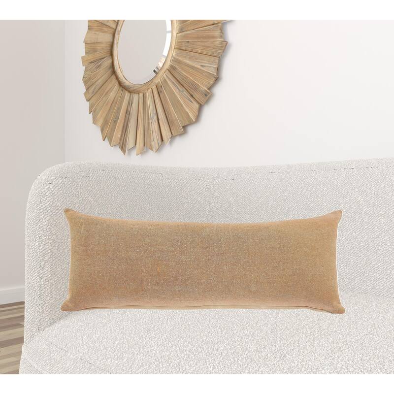 HomeRoots 14" X 36" Orange 100% Cotton Zippered Pillow