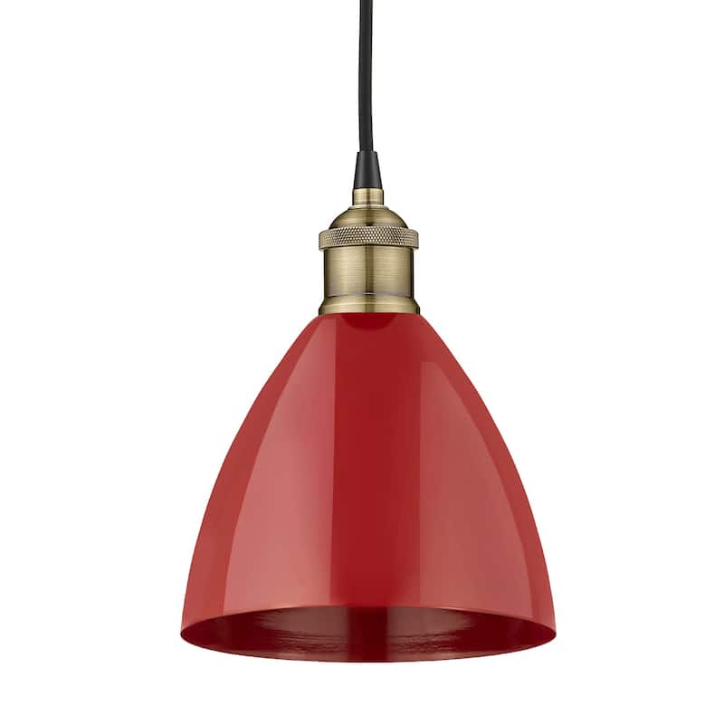 Innovations Lighting 616-1P-11-8 Plymouth Dome Pendant Plymouth Dome - Black Antique Brass / Red