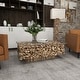 preview thumbnail 44 of 63, Brown Driftwood Handmade Collage and Pedestal Base Coffee Table with Tempered Glass Top - 48" round x 16"
