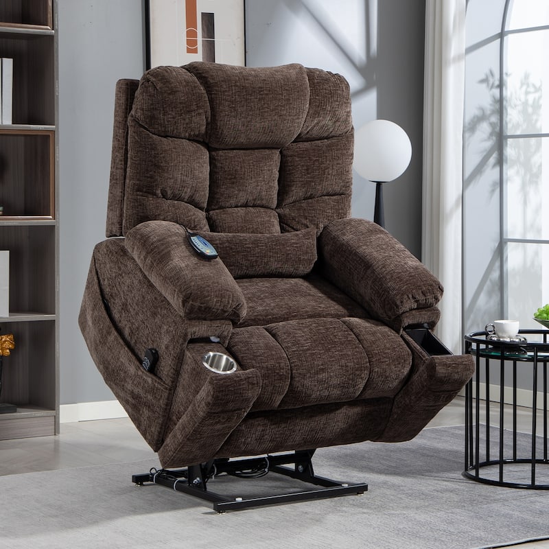Flagship Dual Motor 26" Oversized Chenille Power Lift Recliner Chair