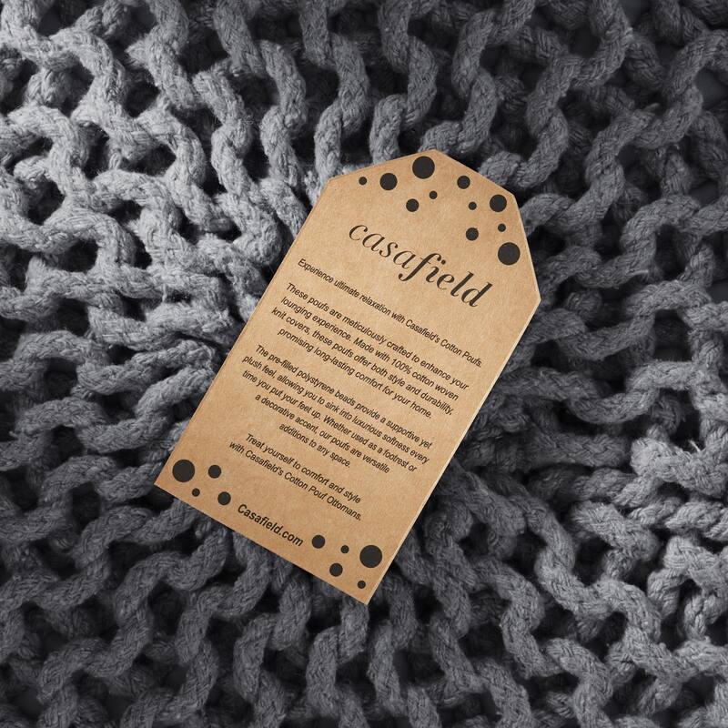 Cotton Pouf Ottomans Knit Foot Stool Pouffes for Living Room