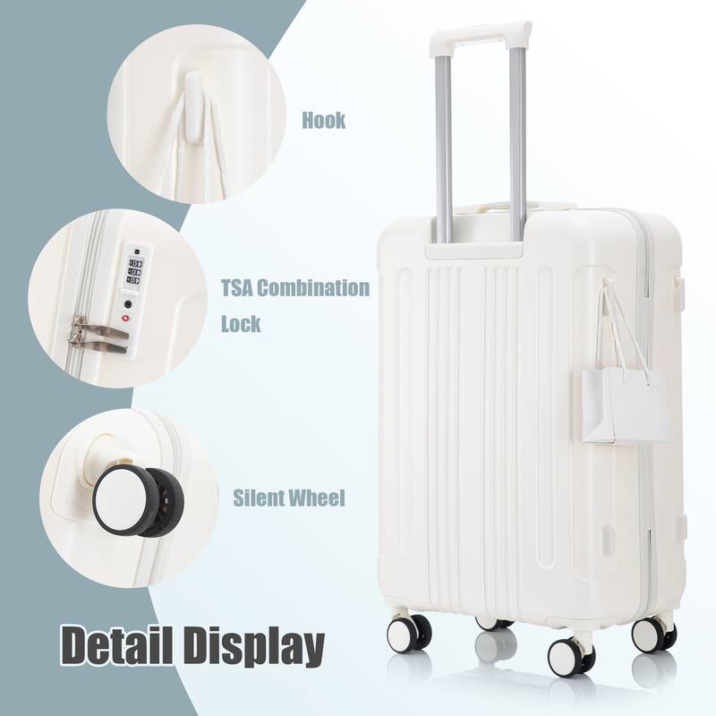 3 PCS in ABS Spinner Wheel Luggage, Carry on Suitcase, TSA Combination Lock