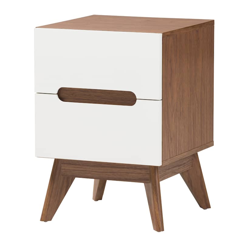 Calypso Mid-Century Modern Two-Tone White and Walnut Brown Finished Wood 3-Piece Storage Set