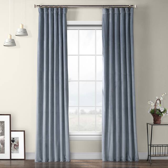 Exclusive Fabrics Heritage Plush Velvet Sing Curtain (1 Panel) - Denmark Blue - 50 X 84