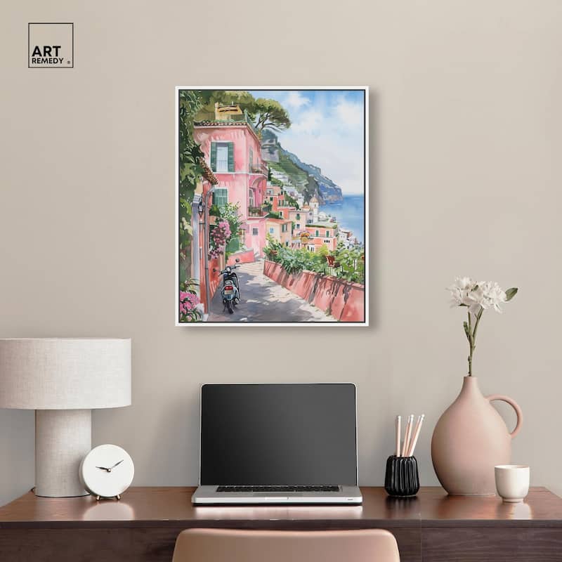 Lush Coastal Villa Canvas by Art Remedy