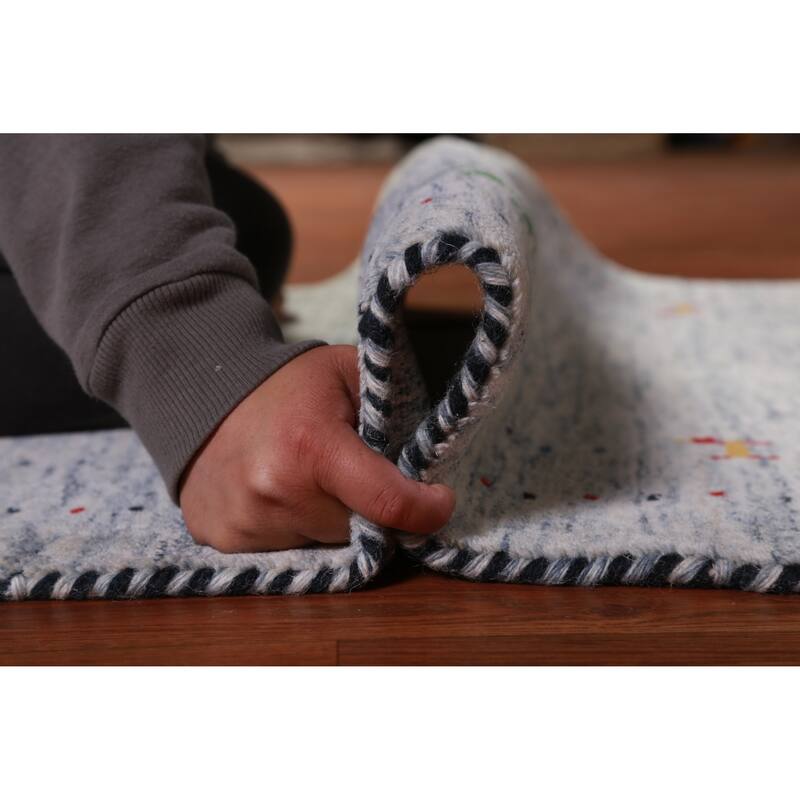 Hand Knotted Oriental 100% Wool Carpet Tribal Stripe Beige & Ivories Gabbeh Area Rug - 4' 9'' X 3' 1''