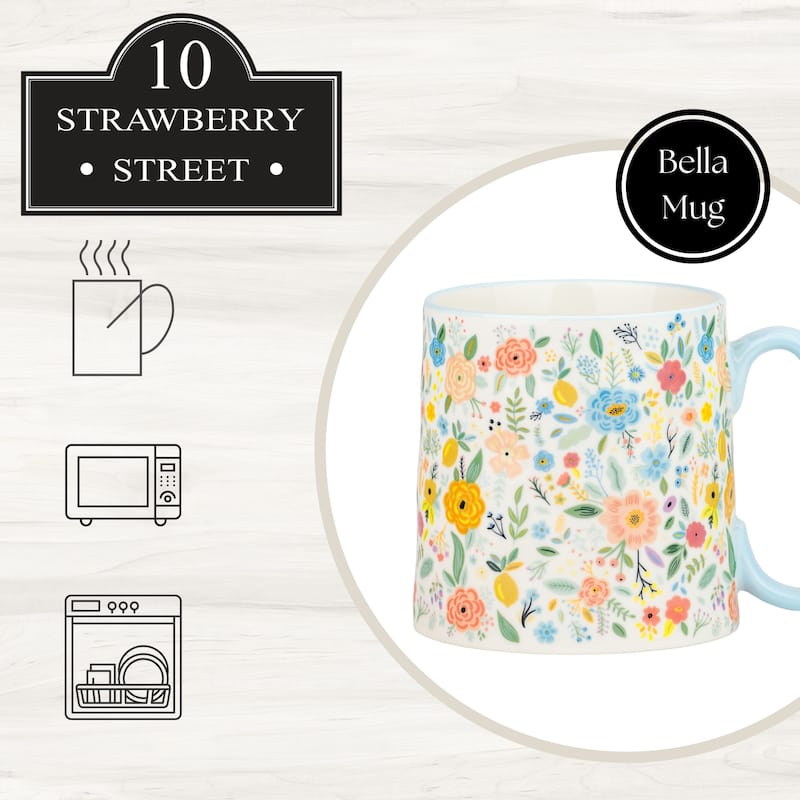 10 Strawberry Street Bella Flora Mugs, Set of 4