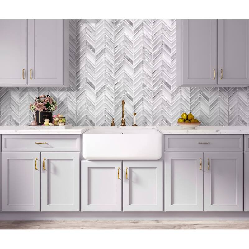 Apollo tile 10" x 10" Glacier Glossy Matte White Glass Tile (3.76 sq ft/case) - 5 Pack