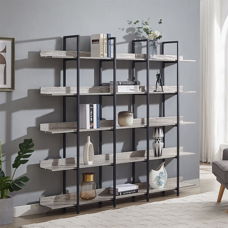 Merax Vintage Industrial 5 Tier Bookcase with Open Shelves