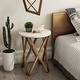 preview thumbnail 20 of 21, COZAYH Pedestal Farmhouse End Table, Distressed Top with Base for Modern Farmhouse, Boho Decor, Round