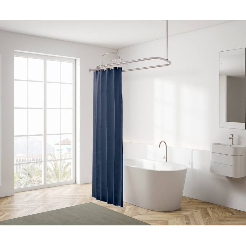Utopia Alley Rustproof Wall Mounted Aluminum Hoop Shower Rod Extra Large 54 Inch by 26 Inch