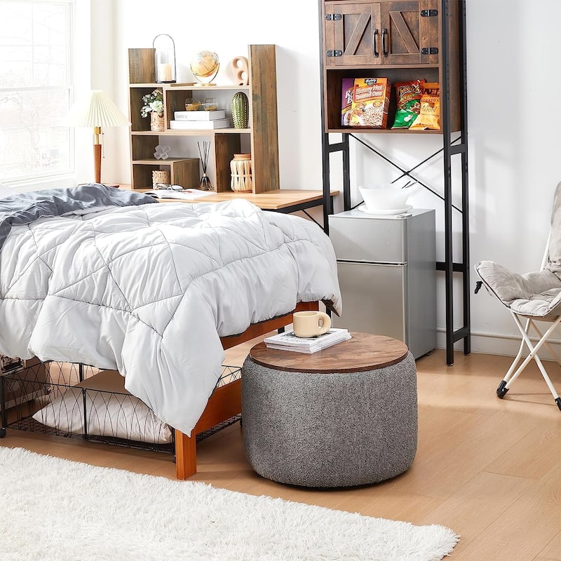 2East Storage Table Ottoman by DormCo - Gray / White