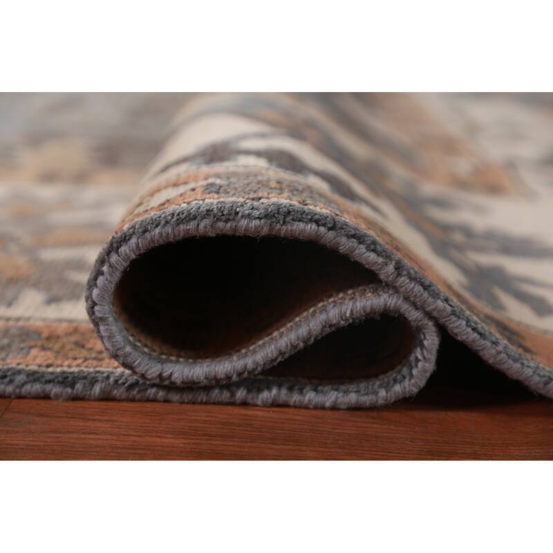 Gray Ivory Oushak Indian Large Rug Hand-Knotted Wool Carpet - 10'2" x 13'11"