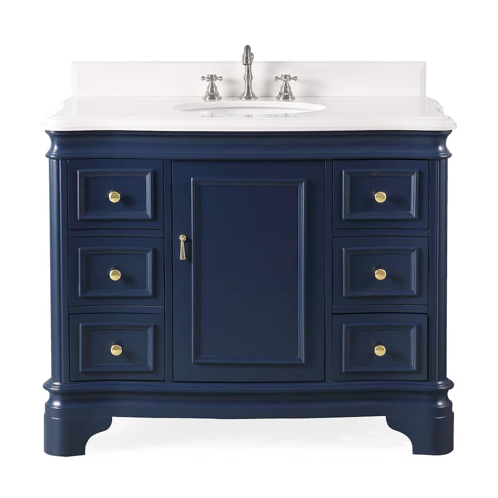 42" Benton Collection Sesto Navy Blue Bathroom Vanity