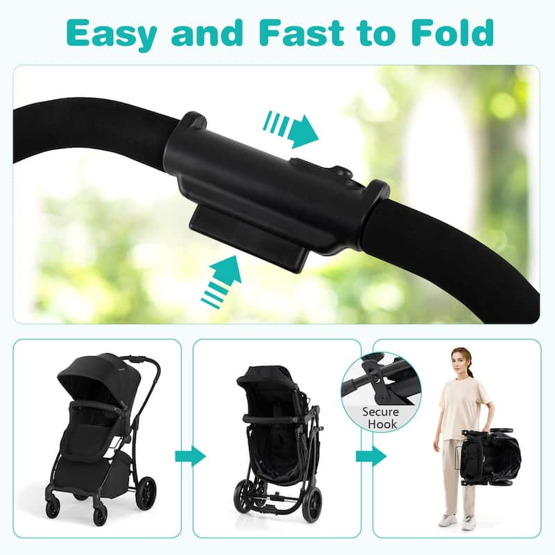 Babyjoy 2 in 1 Baby Stroller Folding High Landscape Pushchair with - See Details