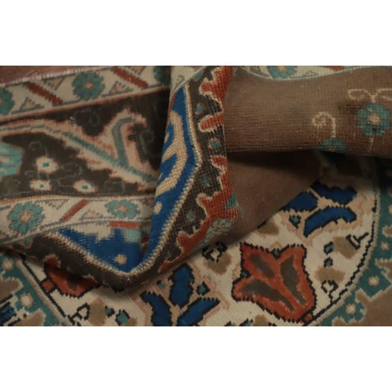 Hand Knotted Oriental 100% Wool Carpet Traditional Medallion Brown Tabriz Area Rug - 5' 11'' X 4' 10''