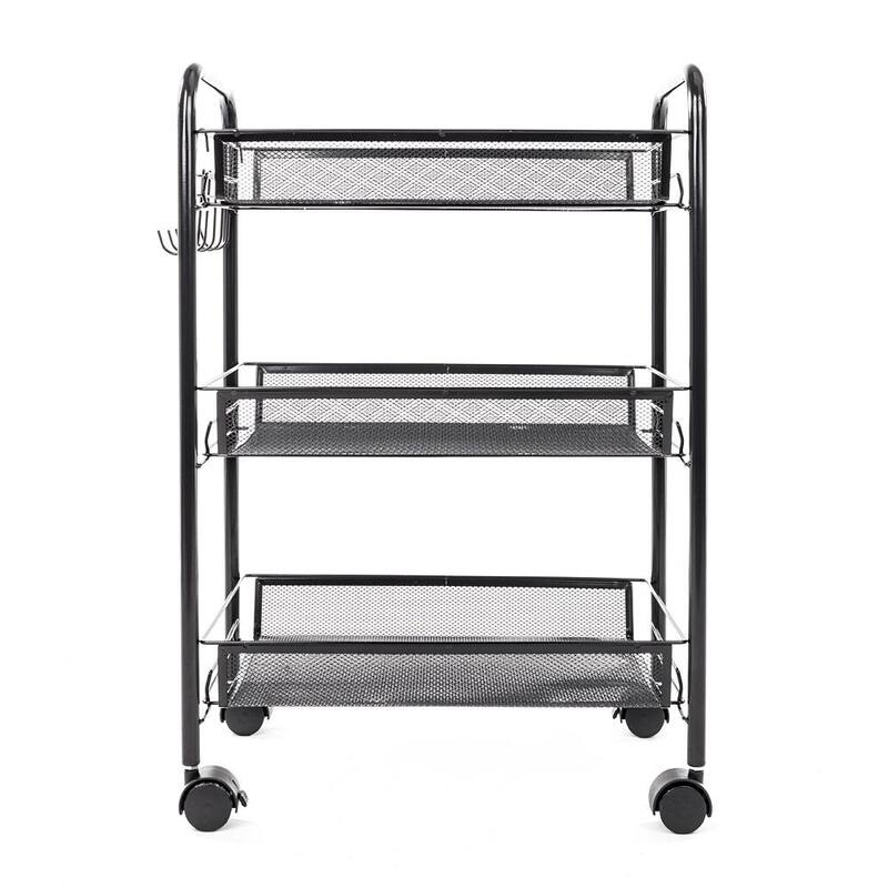 3/4/5 Tier Storage Trolley Rolling Island Kitchen Cart with Hooks
