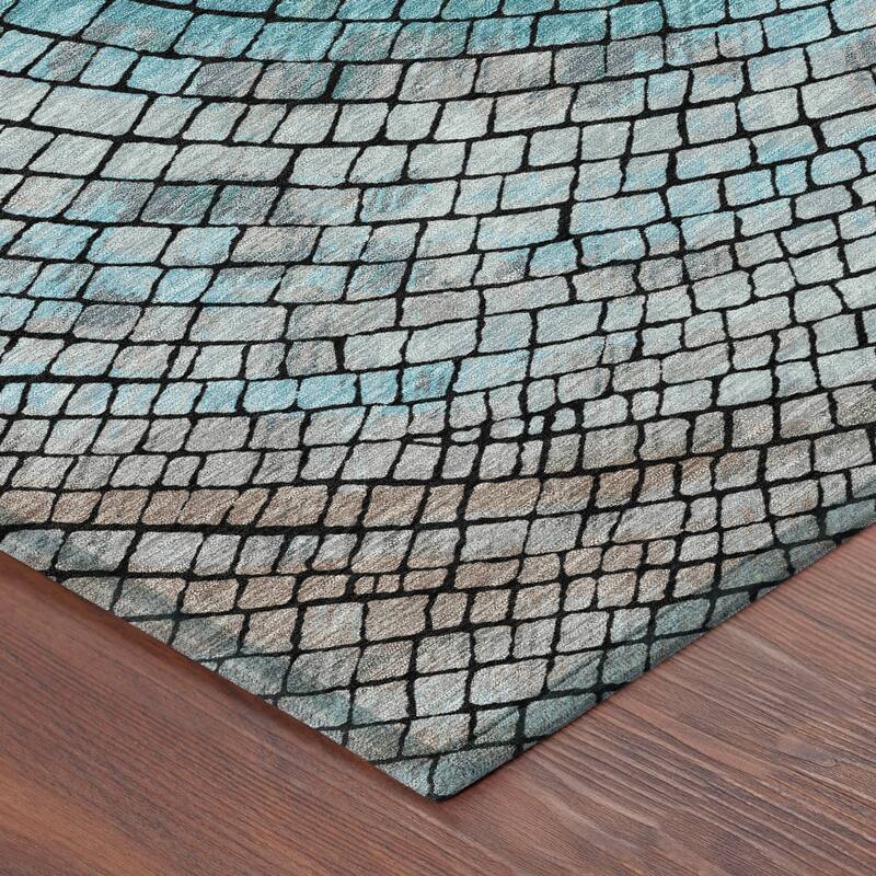 Machine Washable Indoor/ Outdoor Mosaic Rome Chantille Rug
