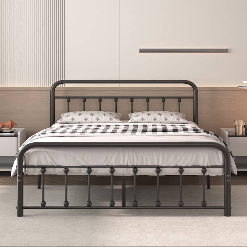 Javlergo Modern Platform Bed Frame Twin/Full/Queen/King Size Metal Bed with Headboard and Footboard - Black - Full