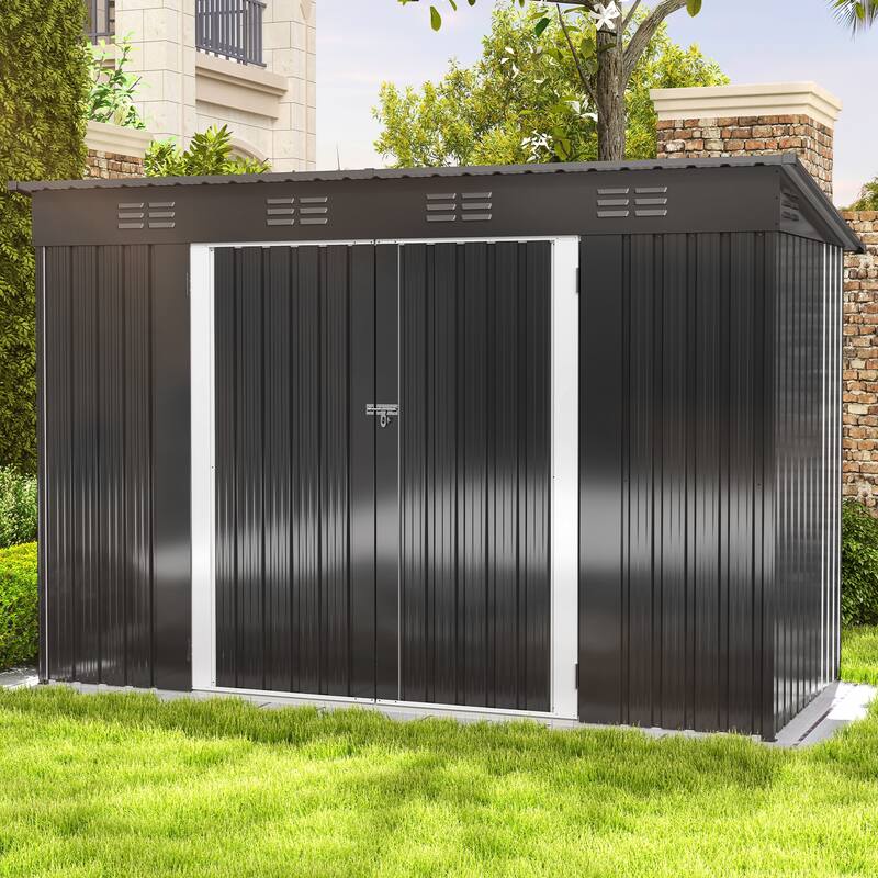 Moasis 9.1 ft. W x 4.2 ft. D Lean-To Steel Storage Shed