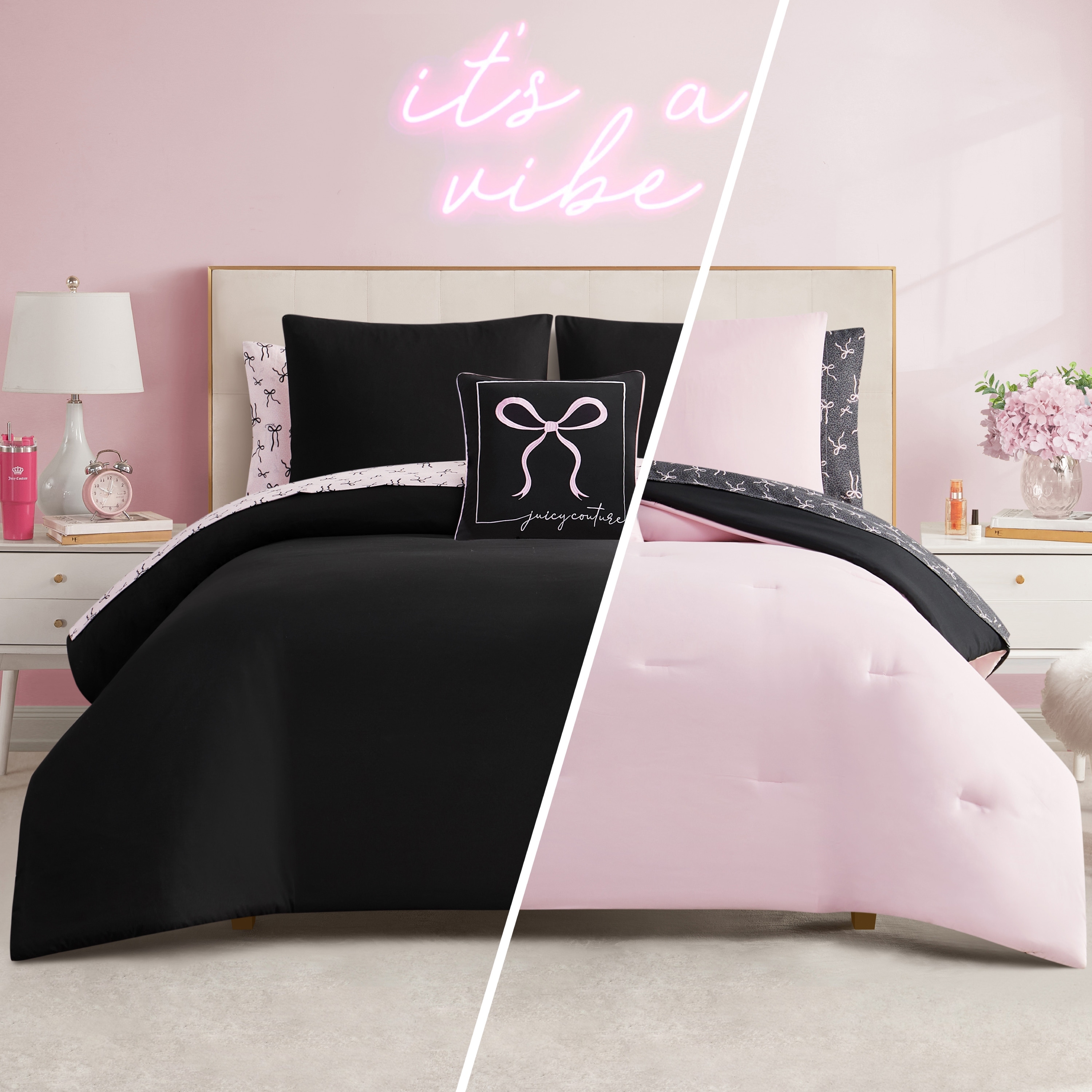 Juicy Couture Bows Solid Reversible Comforter Bed in a Bag