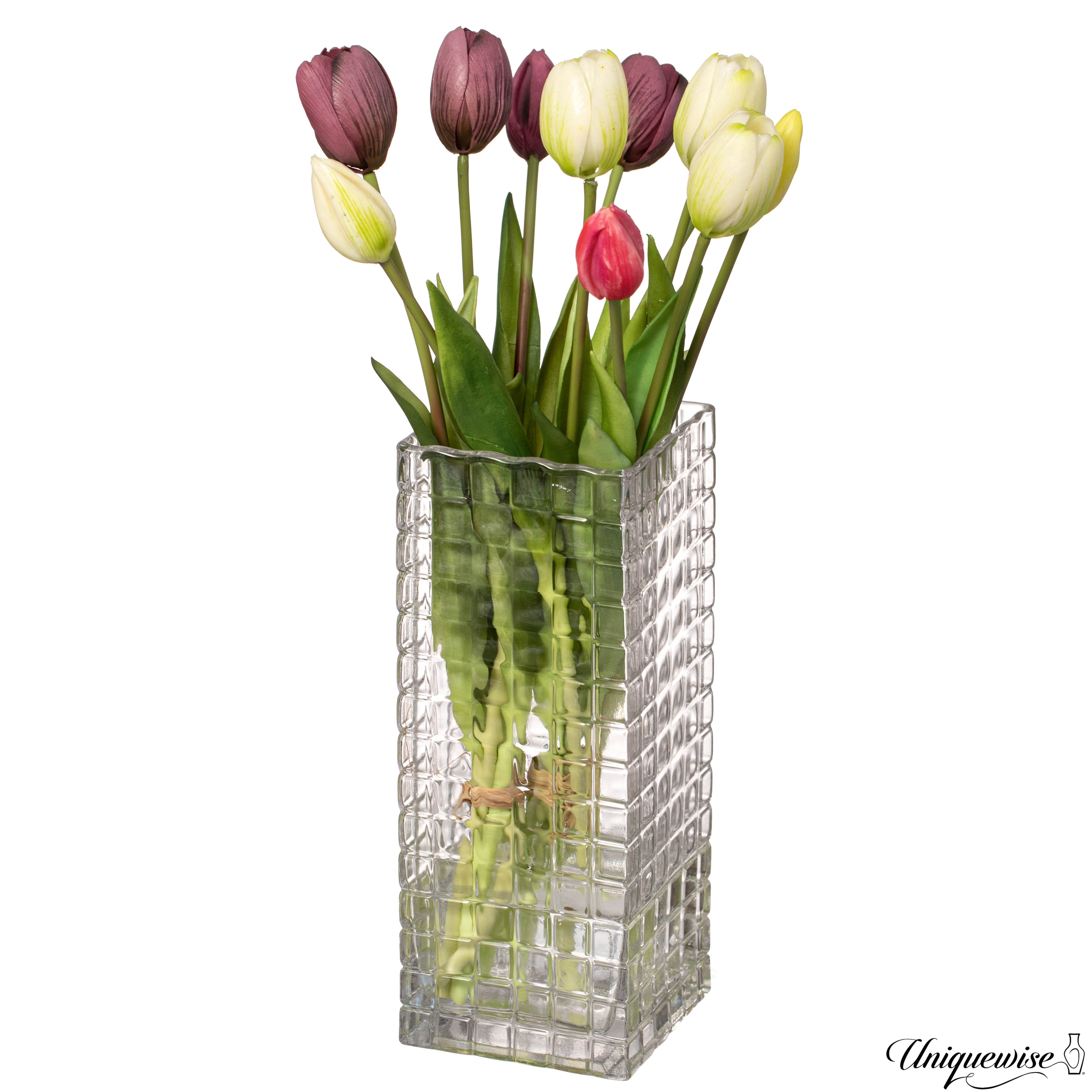 Pair of 10 and 12-Inch Wood and Glass Inlay Vases - Merging the Natural Warmth and Texture of Wood with the Elegance and Color
