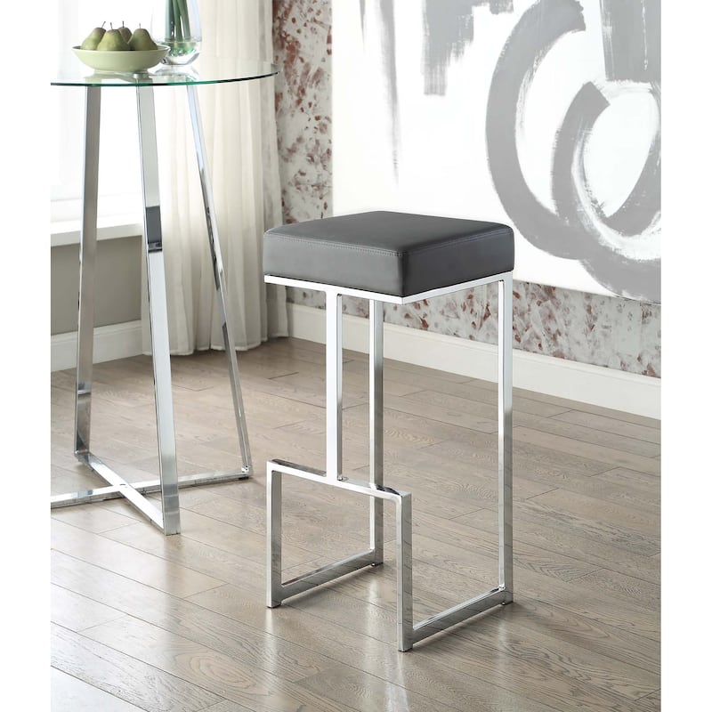 Farrier Chrome Leg Upholstered Counter Stool - Grey - Bar Height