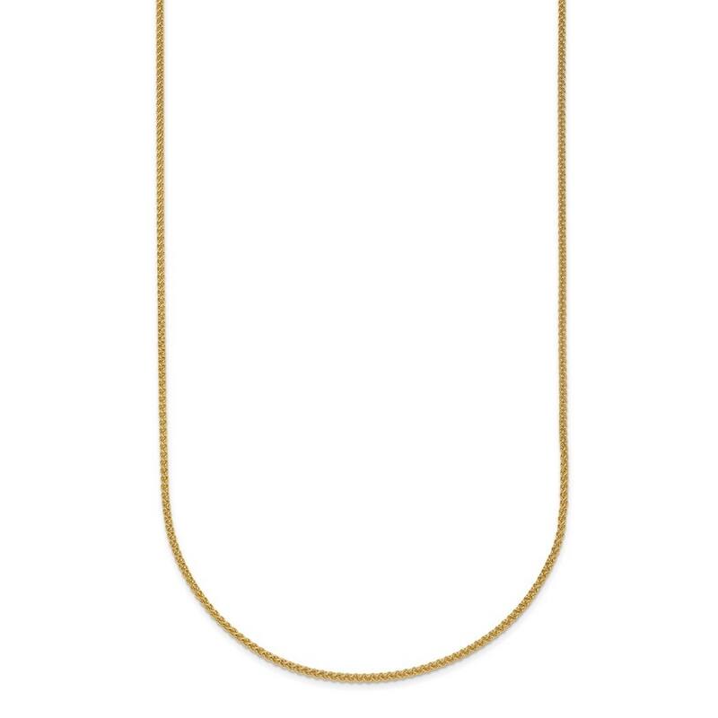 Curata Italian 14k Yellow Gold 1.1mm Wheat Chain Necklace For Women (Lobster)