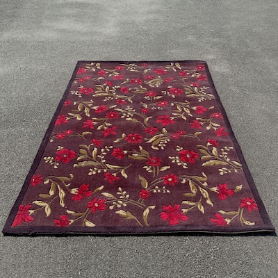 HERAT ORIENTAL 4'9 x 7'7 Handmade Contemporary Floral Wool Rug - 4'9" x 7'7"