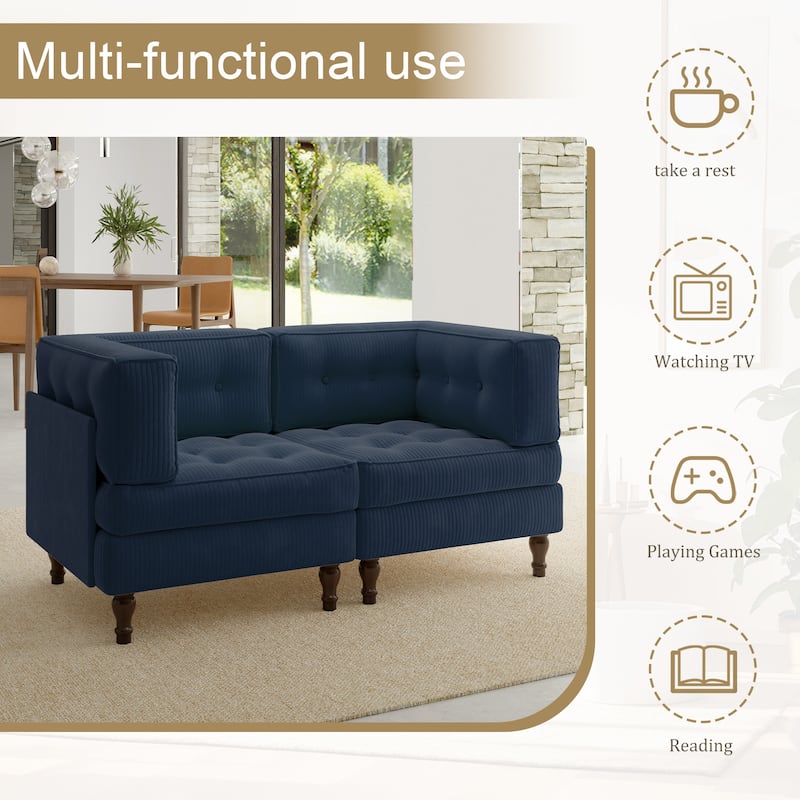 Oversized Sofa Corduroy Tufted Modular Sectional Set