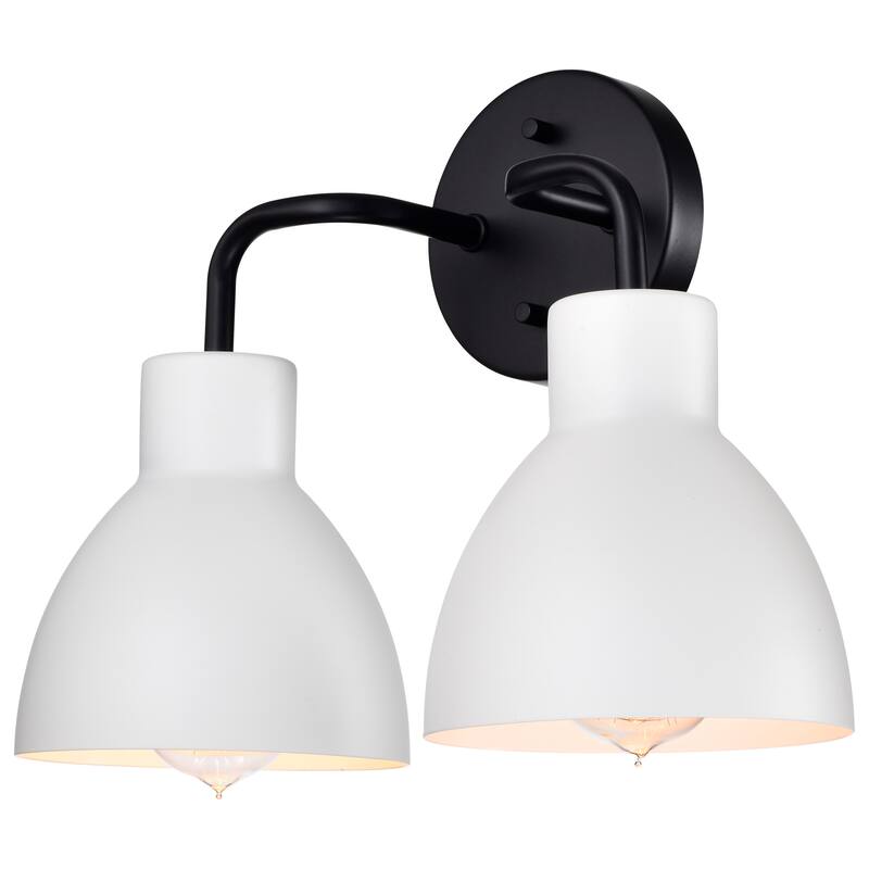 Sloan 2 Light Vanity; Matte Black Finish with White Shade