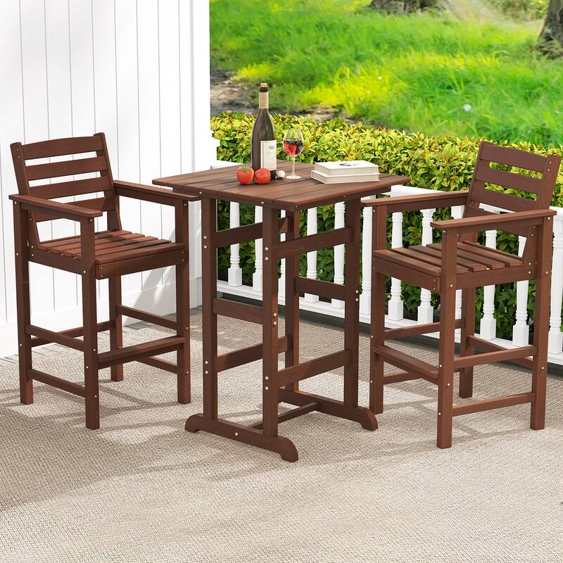 Gymax Patio Bar Stools Set of 4 Tall Adirondack Chair w/ Backrest