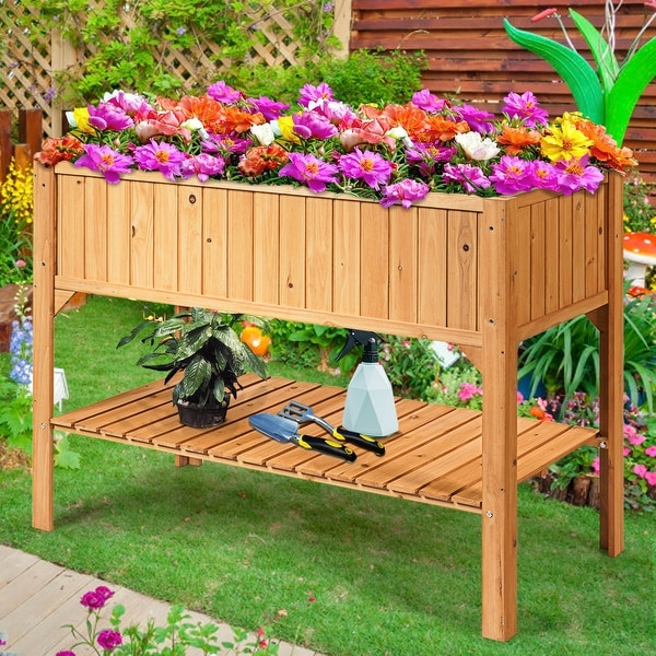 Patio or Yard Gardening Kinbor Elevated Planter Box for Growing Herbs