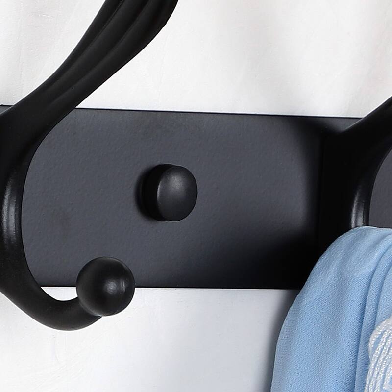 Dual Wall Hooks Znic Alloy Racks 17.7 Inch 5 Hooks Cloth Towel Holder - Black - 17.7" x 2.8" x 3.7"(L*W*H)