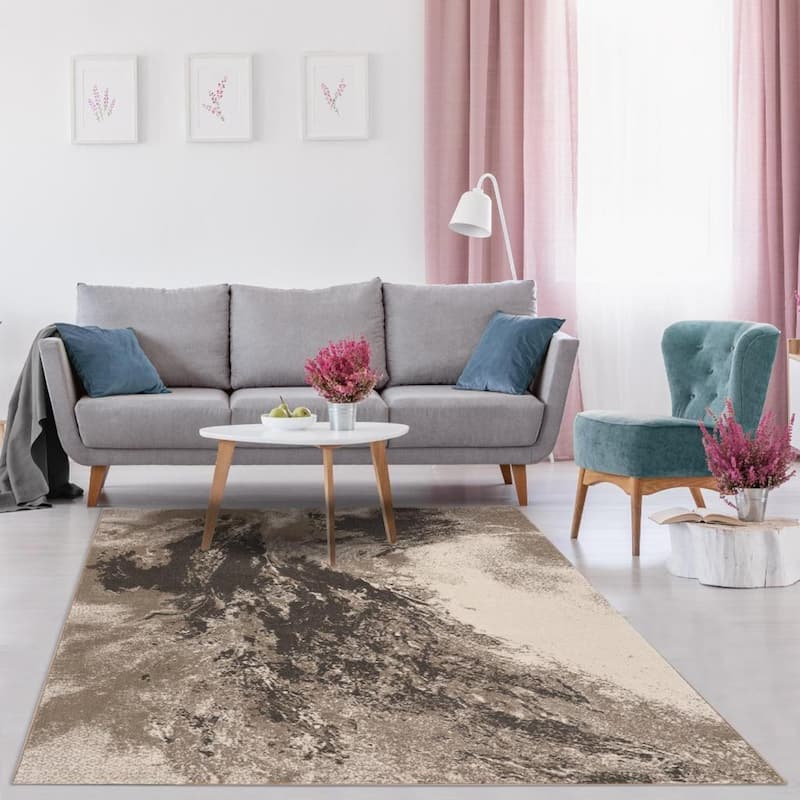 Luxe Weavers Lagos Collection 5575 Beige 5x7 Abstract Area Rug