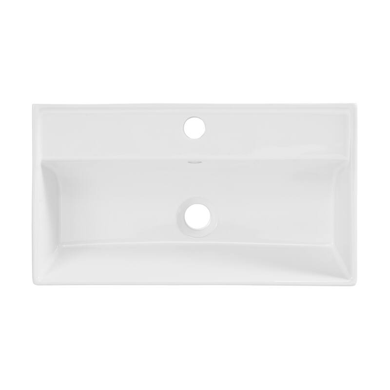 Reims 22" Wall-Mount Bathroom Sink With Silver Towel Bar - 22.05" x 12.4" 5.3"