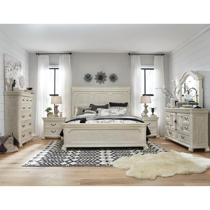Magnussen Home Bronwyn Alabaster Drawer Dresser with Shaped Mirror