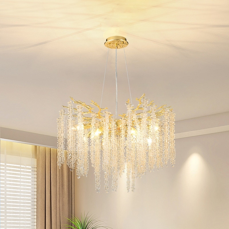 Modern Tree Branch Chandelier Gold,Crystal Chandelier for Dining Room