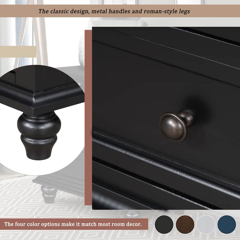 3-Drawer Storage Wood Cabinet, End Table with Pull out Tray