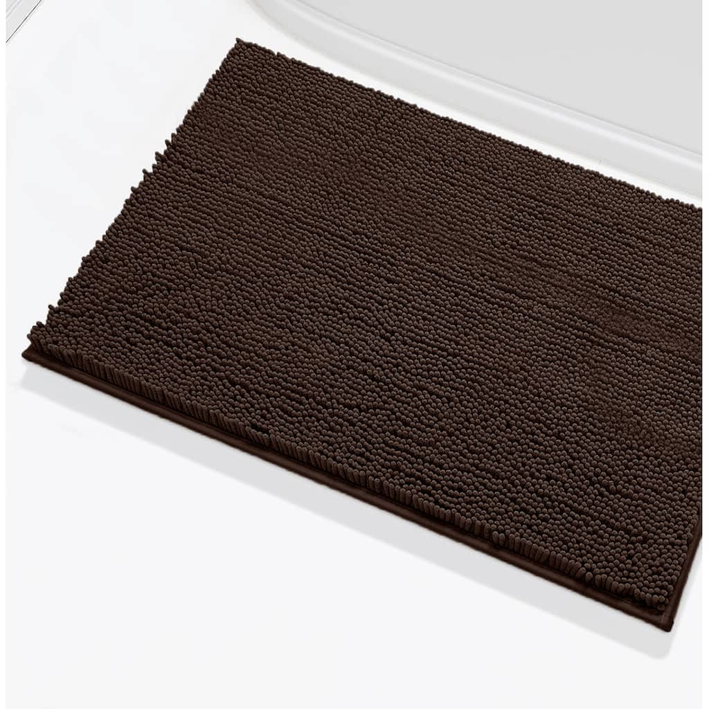 30"x20" - Brown Soft Cozy Plush Chenille Bath Mat Bathroom Rug