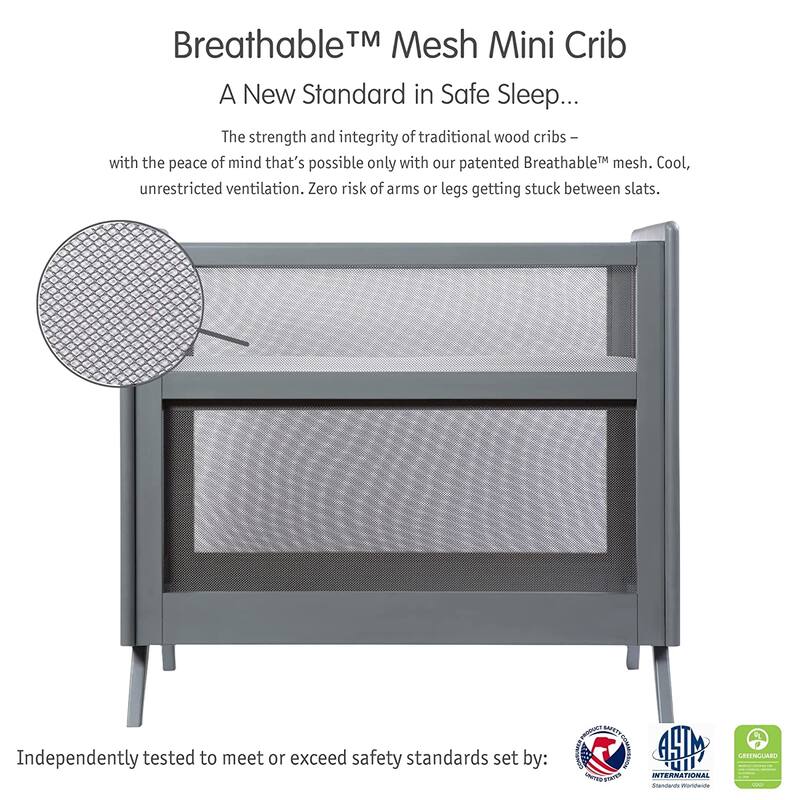 BreathableBaby Breathable Mesh 2-in-1 Mini Crib, Greenguard Gold Certified