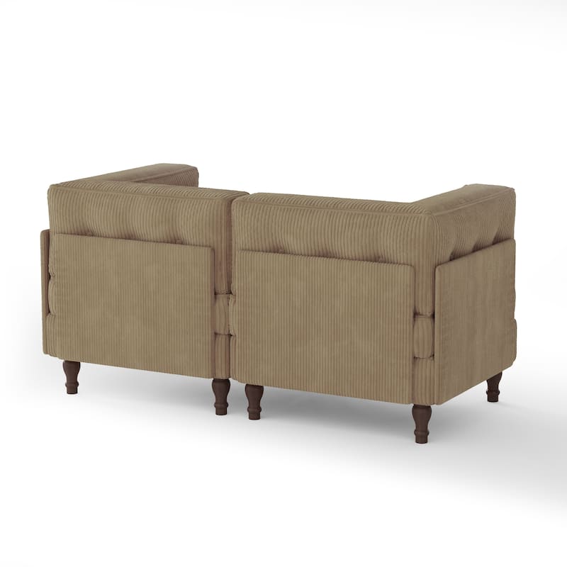 Modular Corduroy Corner Sectional Sofa Couch Set with Tufted Cushion