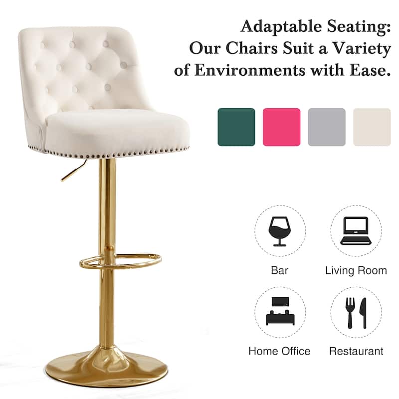 HOMYKA 360 Degrees Swivel Velvet Bar Chair With Adjustable Height Set of 6