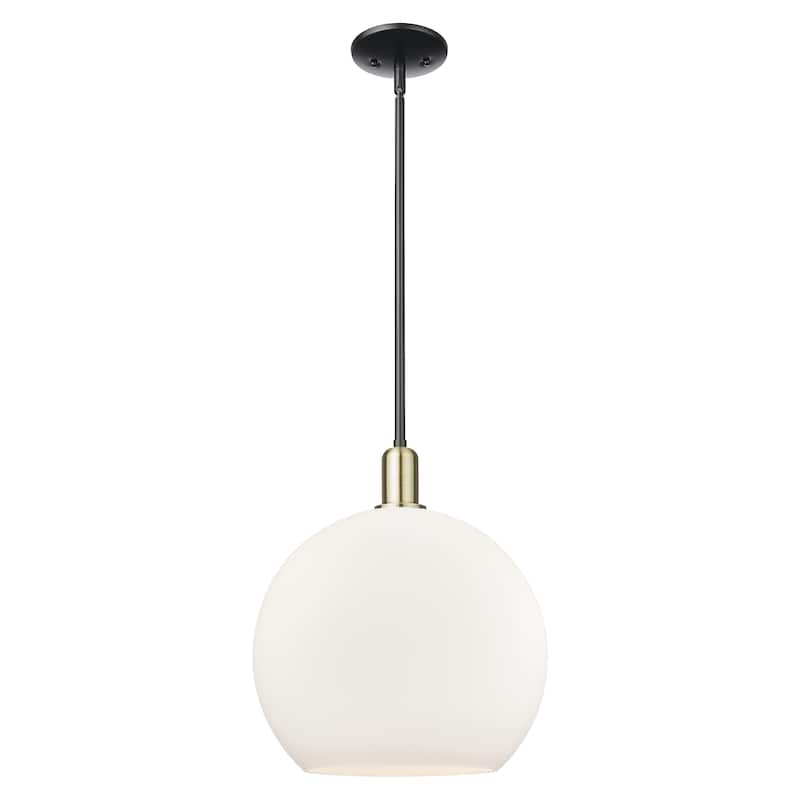 Innovations Lighting Endless Possibilities Arcadia - Athens - 1 Light 14" Stem Hung Mini Pendant - Black Antique Brass/Matte White