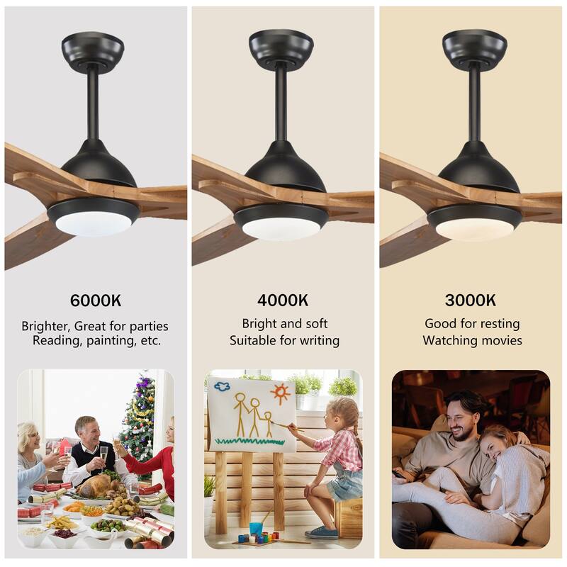 52 in. Indoor/Outdoor Brown Retro 5-Palm Leaf Shaped Blades Tropical Ceiling Fan without Light