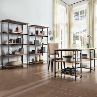 Myra Vintage Industrial Modern 3-piece Desk and 40-inch Bookcase Set by iNSPIRE Q Classic