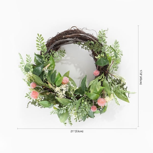 dimension image slide 1 of 2, SAFAVIEH Fx 21.1-Inch Wreath, Multi, Rustic Holiday Decor