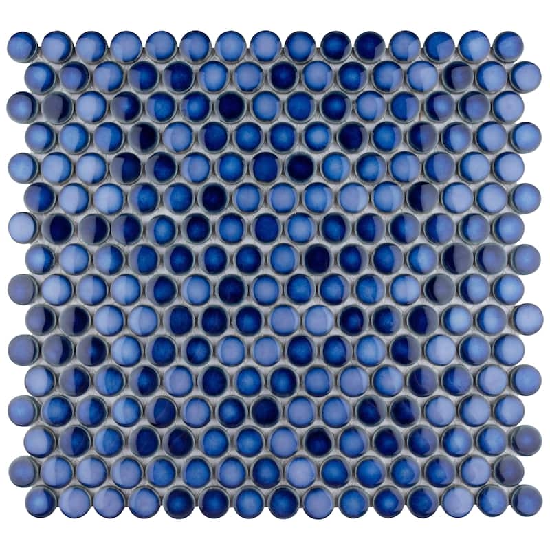 Merola Tile Hudson Penny Round Sapphire 11-7/8" x 12-5/8" Porcelain Floor and Wall Tile